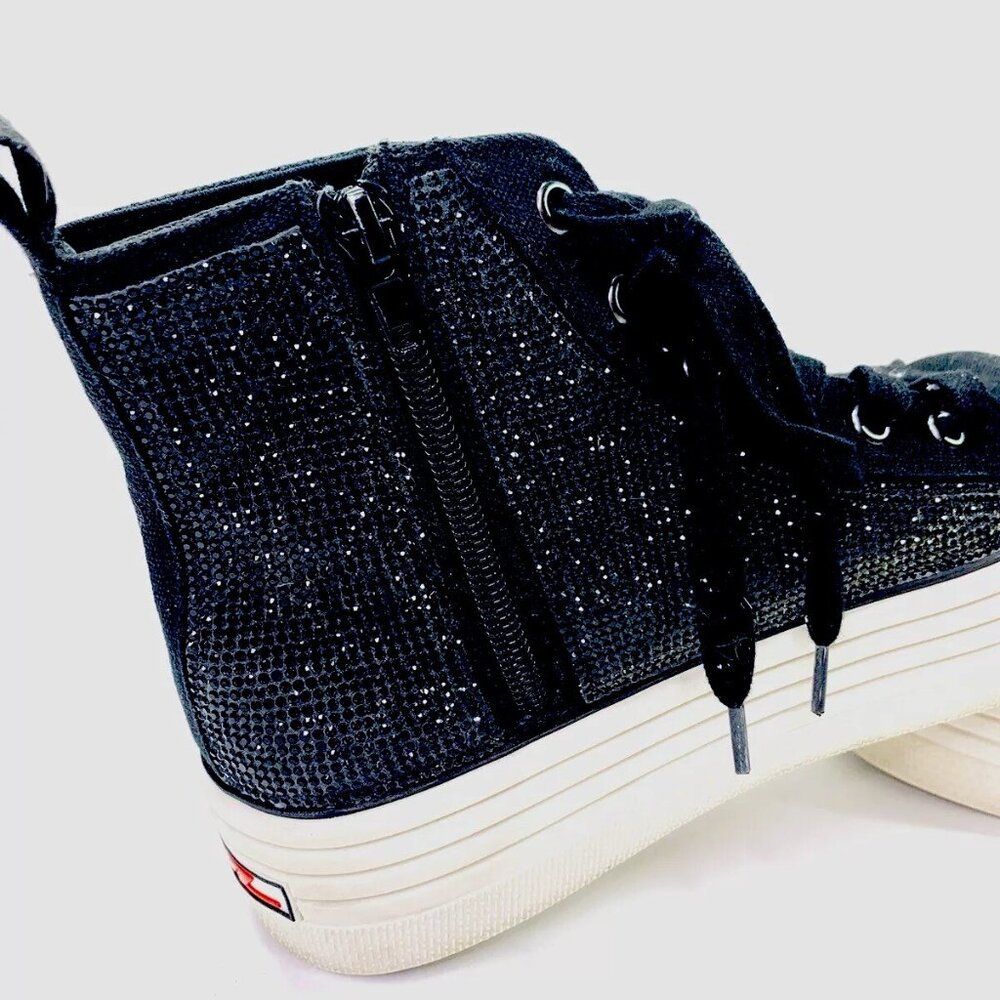 Steve Madden Berker Black Rhinestone high-top Platform Sneakers Size 9 - Picture 5 of 13
